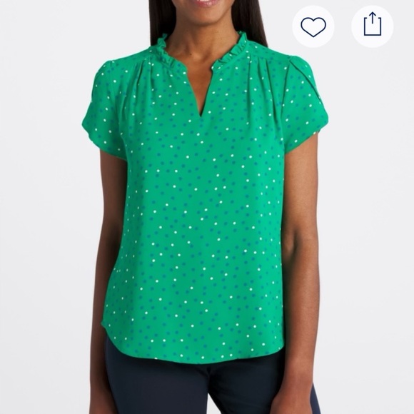 41 Hawthorn Tops - 41 HAWTHORN Tiffiny Tulip Sleeve Green Polka Dot Women's‎ Top Stitch Fix Size XS